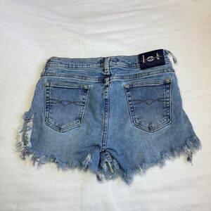 Vintage LEI Denim Shorts Light Wash Distressed Frayed Cut Off Y2K Women 7